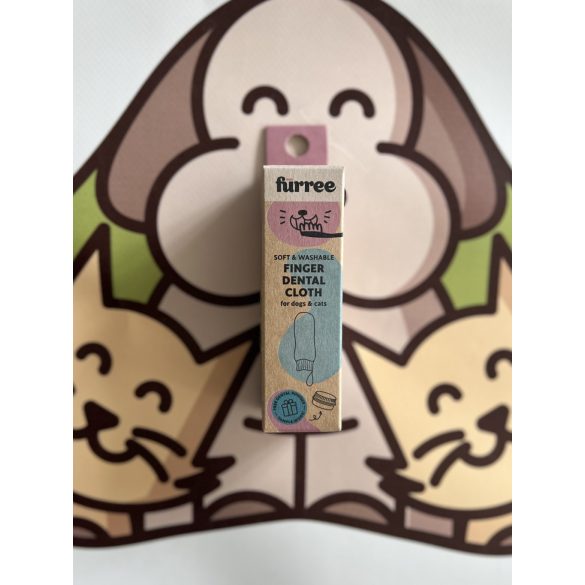 Ujjra húzható fogtisztító kendő kutyáknak és macskáknak ajándék fogmosó porral, Fürree