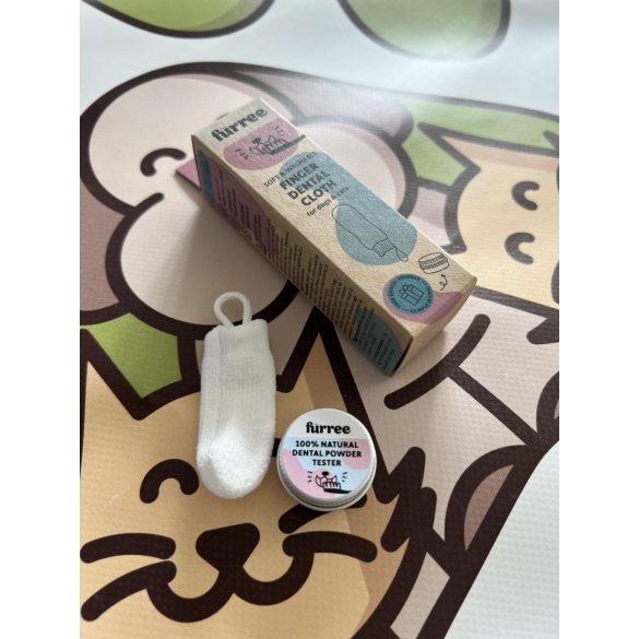 Ujjra húzható fogtisztító kendő kutyáknak és macskáknak ajándék fogmosó porral, Fürree