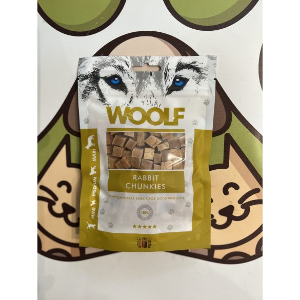 Nyúlhús kockák 100g, Woolf